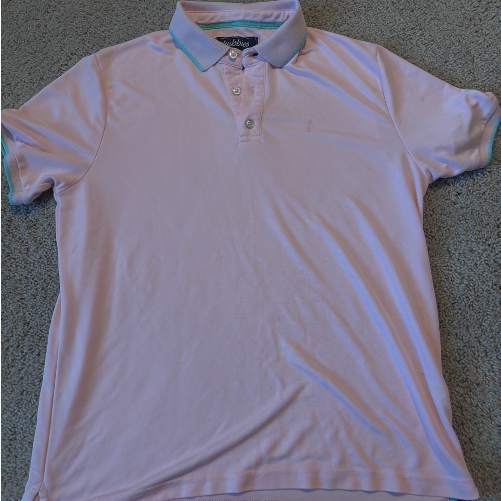 Chubbies Pink Polo with Green Trim